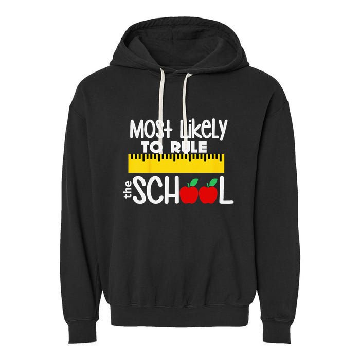 MOST LIKELY TO RULE THE SCHOOL RULER & APPLE Garment-Dyed Fleece Hoodie