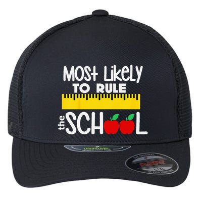 MOST LIKELY TO RULE THE SCHOOL RULER & APPLE Flexfit Unipanel Trucker Cap