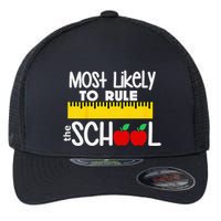 MOST LIKELY TO RULE THE SCHOOL RULER & APPLE Flexfit Unipanel Trucker Cap
