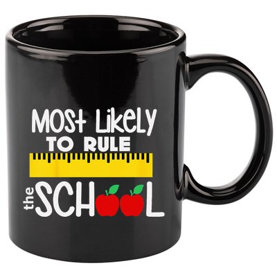 MOST LIKELY TO RULE THE SCHOOL RULER & APPLE 11oz C Handle Ceramic Mug