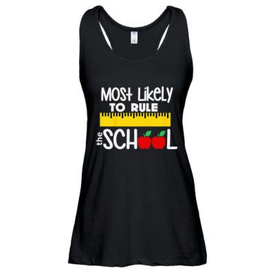 MOST LIKELY TO RULE THE SCHOOL RULER & APPLE Ladies Essential Flowy Tank