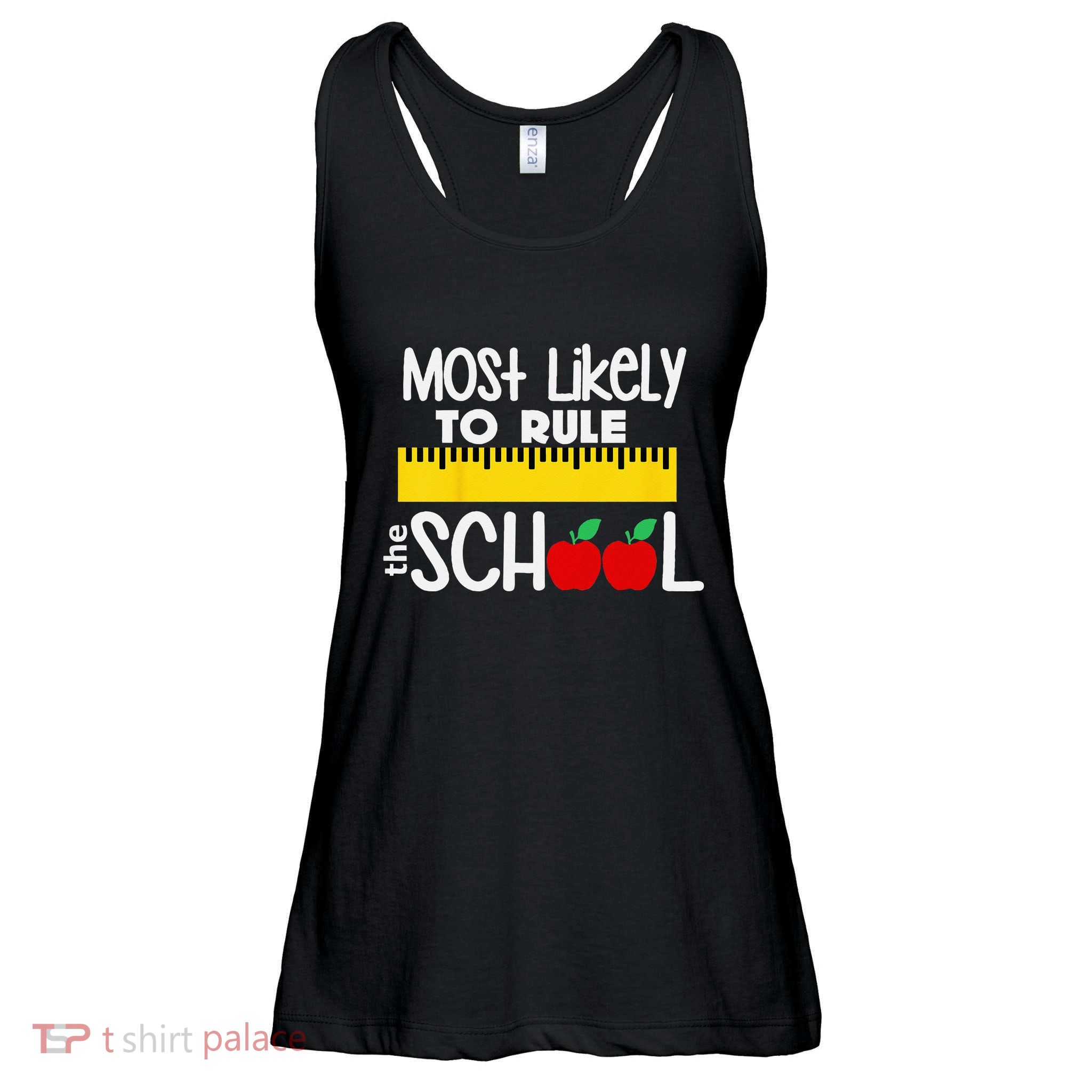 MOST LIKELY TO RULE THE SCHOOL RULER & APPLE Ladies Essential Flowy Tank