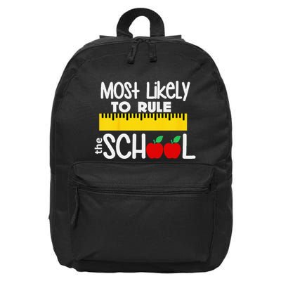 MOST LIKELY TO RULE THE SCHOOL RULER & APPLE 16 in Basic Backpack