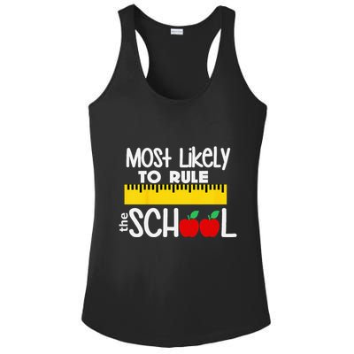 MOST LIKELY TO RULE THE SCHOOL RULER & APPLE Ladies PosiCharge Competitor Racerback Tank