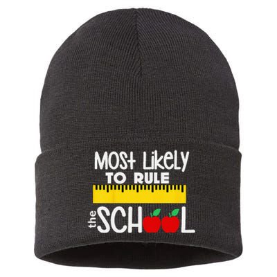 MOST LIKELY TO RULE THE SCHOOL RULER & APPLE Sustainable Knit Beanie