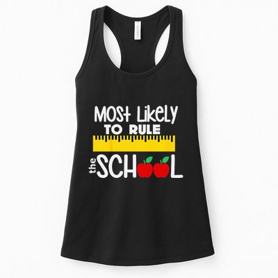 MOST LIKELY TO RULE THE SCHOOL RULER & APPLE Womens Tank Top