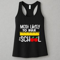 MOST LIKELY TO RULE THE SCHOOL RULER & APPLE Womens Tank Top