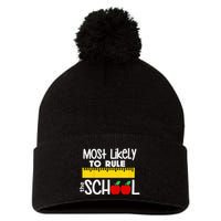 MOST LIKELY TO RULE THE SCHOOL RULER & APPLE Pom Pom 12in Knit Beanie
