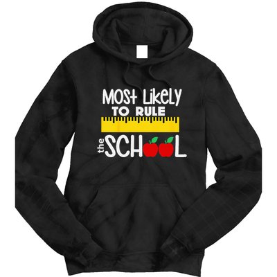 MOST LIKELY TO RULE THE SCHOOL RULER & APPLE Tie Dye Hoodie