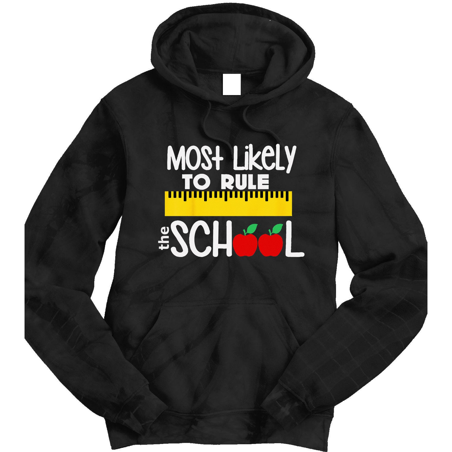MOST LIKELY TO RULE THE SCHOOL RULER & APPLE Tie Dye Hoodie
