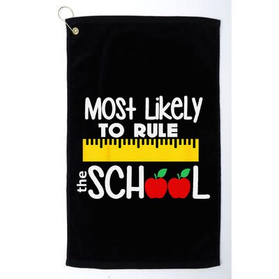 MOST LIKELY TO RULE THE SCHOOL RULER & APPLE Golf Towel