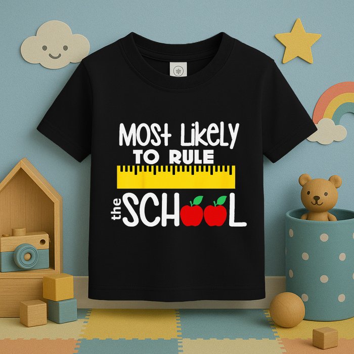 MOST LIKELY TO RULE THE SCHOOL RULER & APPLE Toddler T-Shirt