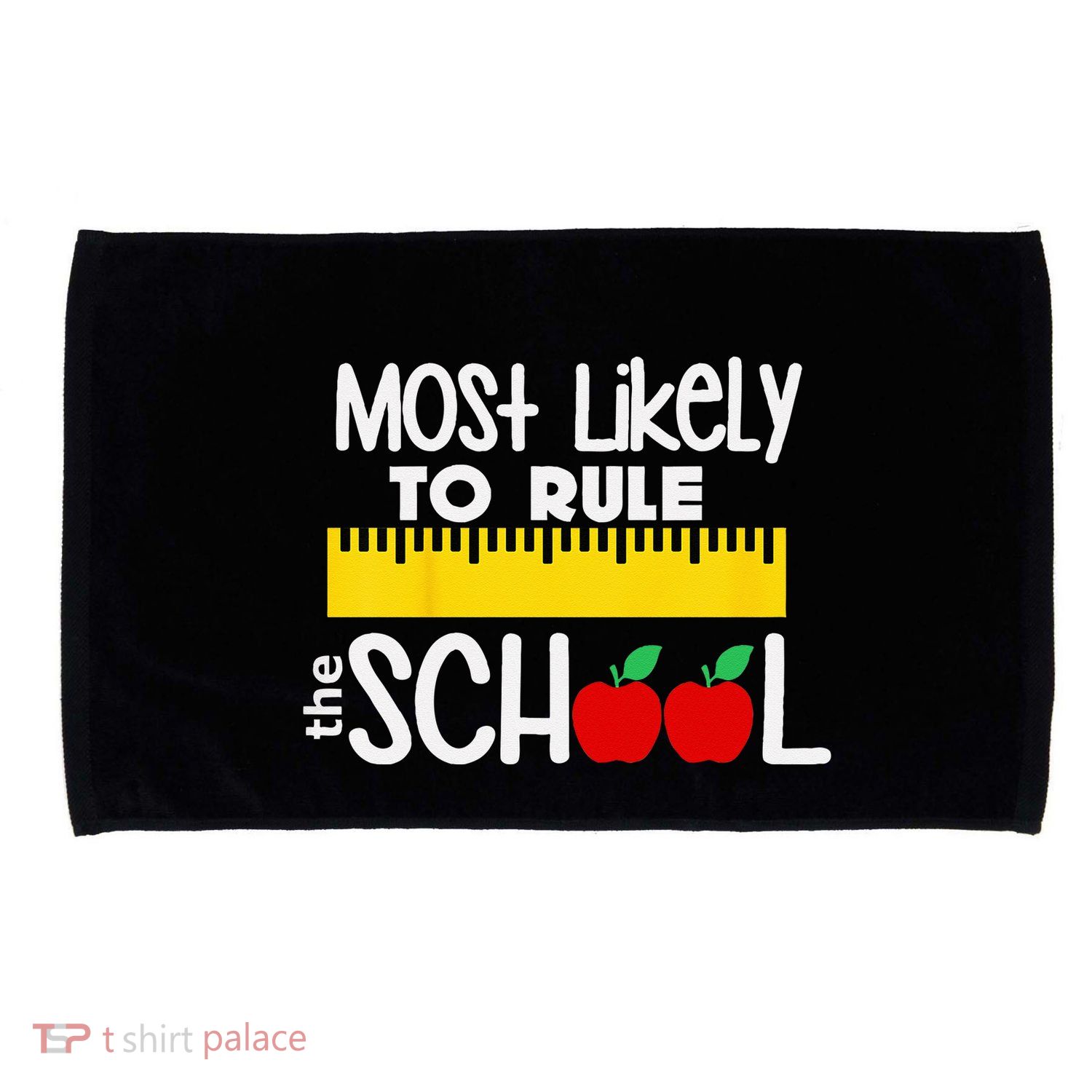 MOST LIKELY TO RULE THE SCHOOL RULER & APPLE Microfiber Hand Towel