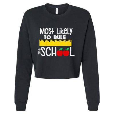 MOST LIKELY TO RULE THE SCHOOL RULER & APPLE Cropped Pullover Crew