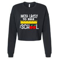 MOST LIKELY TO RULE THE SCHOOL RULER & APPLE Cropped Pullover Crew