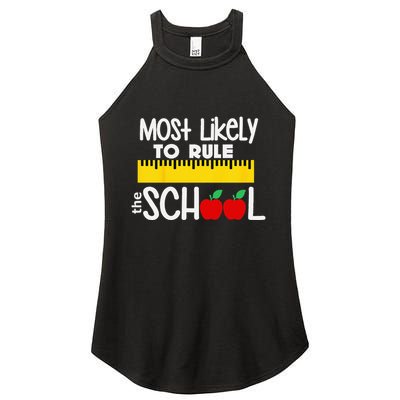MOST LIKELY TO RULE THE SCHOOL RULER & APPLE Women's Perfect Tri Rocker Tank