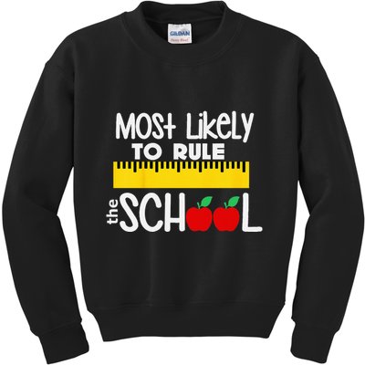 MOST LIKELY TO RULE THE SCHOOL RULER & APPLE Kids Sweatshirt