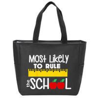 MOST LIKELY TO RULE THE SCHOOL RULER & APPLE Zip Tote Bag