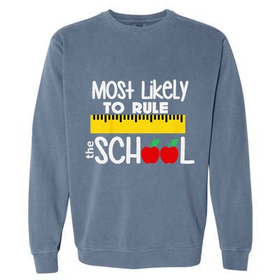 MOST LIKELY TO RULE THE SCHOOL RULER & APPLE Garment-Dyed Sweatshirt