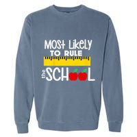 MOST LIKELY TO RULE THE SCHOOL RULER & APPLE Garment-Dyed Sweatshirt