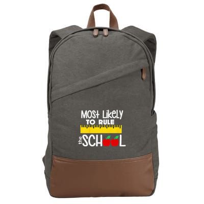 MOST LIKELY TO RULE THE SCHOOL RULER & APPLE Cotton Canvas Backpack