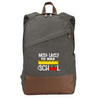 MOST LIKELY TO RULE THE SCHOOL RULER & APPLE Cotton Canvas Backpack