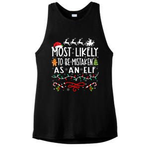 Most Likely To Be Mistaken As An Elf Family Christmas  Ladies PosiCharge Tri-Blend Wicking Tank