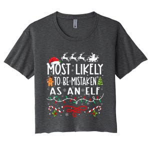 Most Likely To Be Mistaken As An Elf Family Christmas  Women's Crop Top Tee