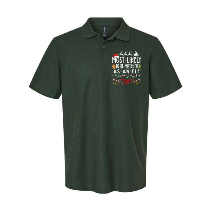 Most Likely To Be Mistaken As An Elf Family Christmas  Softstyle Adult Sport Polo