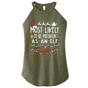 Most Likely To Be Mistaken As An Elf Family Christmas  Women's Perfect Tri Rocker Tank