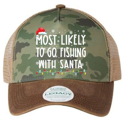 Most Likely To Go Fishing With Santa Fishing Lover Christmas Legacy Tie Dye Trucker Hat