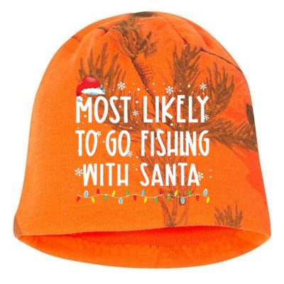 Most Likely To Go Fishing With Santa Fishing Lover Christmas Kati - Camo Knit Beanie