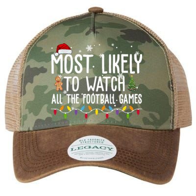 Most Likely To Watch All The Football Games Christmas Legacy Tie Dye Trucker Hat