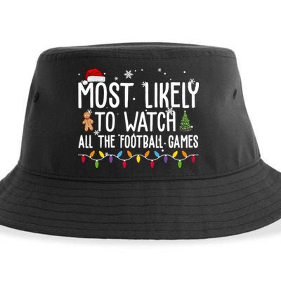 Most Likely To Watch All The Football Games Christmas Sustainable Bucket Hat