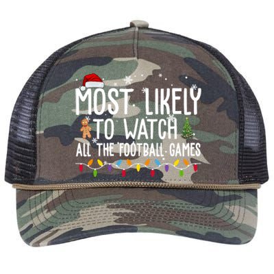 Most Likely To Watch All The Football Games Christmas Retro Rope Trucker Hat Cap