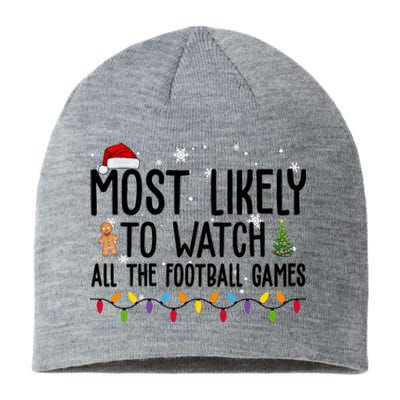 Most Likely To Watch All The Football Games Christmas Sustainable Beanie