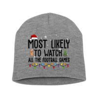 Most Likely To Watch All The Football Games Christmas Short Acrylic Beanie