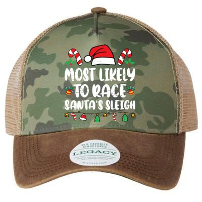 Most Likely To Race SantaS Sleigh Christmas Family Pajamas Legacy Tie Dye Trucker Hat