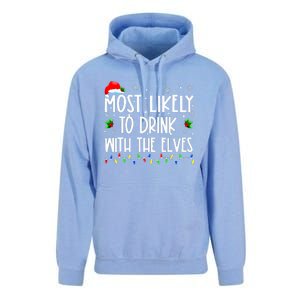 Most Likely To Drink With The Elves Elf Family Christmas Unisex Surf Hoodie