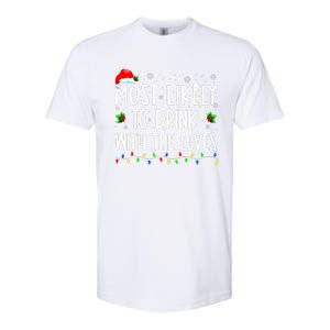 Most Likely To Drink With The Elves Elf Family Christmas Softstyle CVC T-Shirt