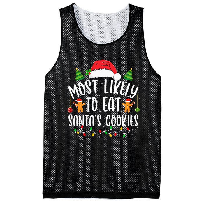 Most Likely To Eat Santa's Cookies Christmas Matching Family Mesh Reversible Basketball Jersey Tank