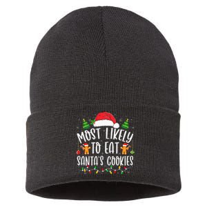 Most Likely To Eat Santa's Cookies Christmas Matching Family Sustainable Knit Beanie