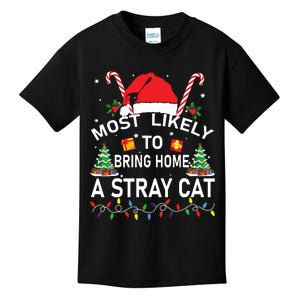 Most Likely To Bring Home A Stray Cat Christmas Matching Kids T-Shirt