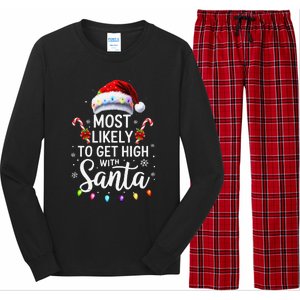 Most Likely To Get High With Santa Christmas Funny Long Sleeve Pajama Set