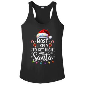 Most Likely To Get High With Santa Christmas Funny Ladies PosiCharge Competitor Racerback Tank