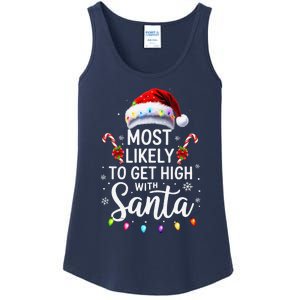 Most Likely To Get High With Santa Christmas Funny Ladies Essential Tank