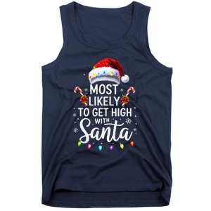 Most Likely To Get High With Santa Christmas Funny Tank Top