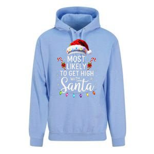 Most Likely To Get High With Santa Christmas Funny Unisex Surf Hoodie