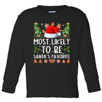 Most Likely To Be Santas Favorite Christmas Shirts For Family Toddler Long Sleeve Shirt