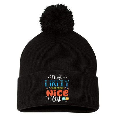 Most Likely To Be On The Nice List Pom Pom 12in Knit Beanie